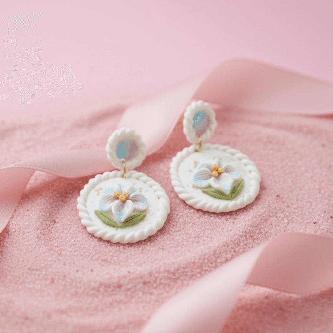 Handmade Polymer Clay Flower Drop Earrings