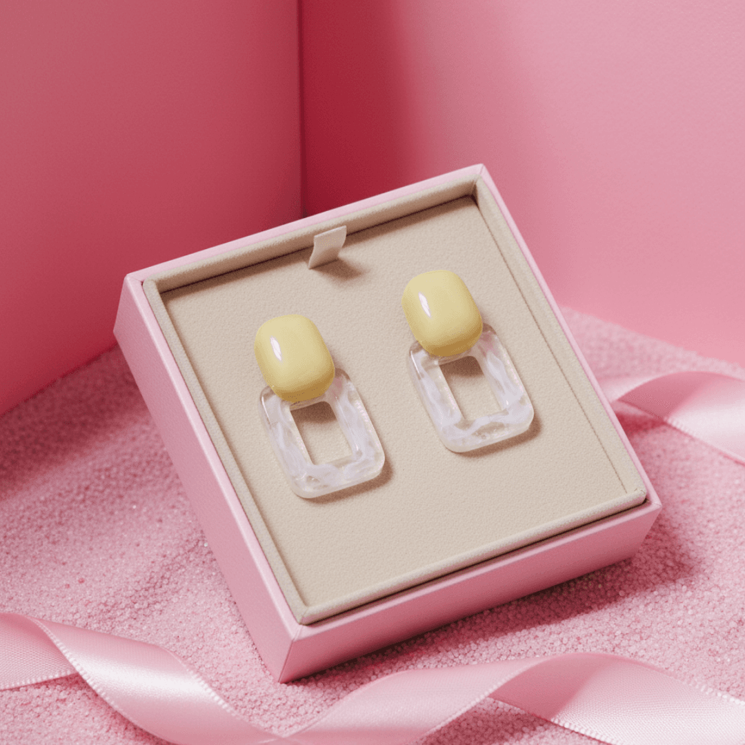 Romantic Geometric Resin Drop Earrings