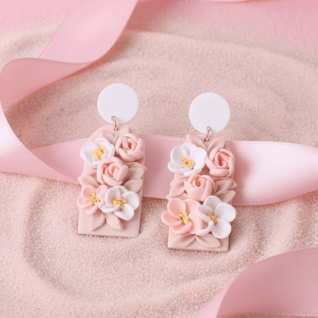 Soft Clay Three-dimensional Flower Drop Earrings