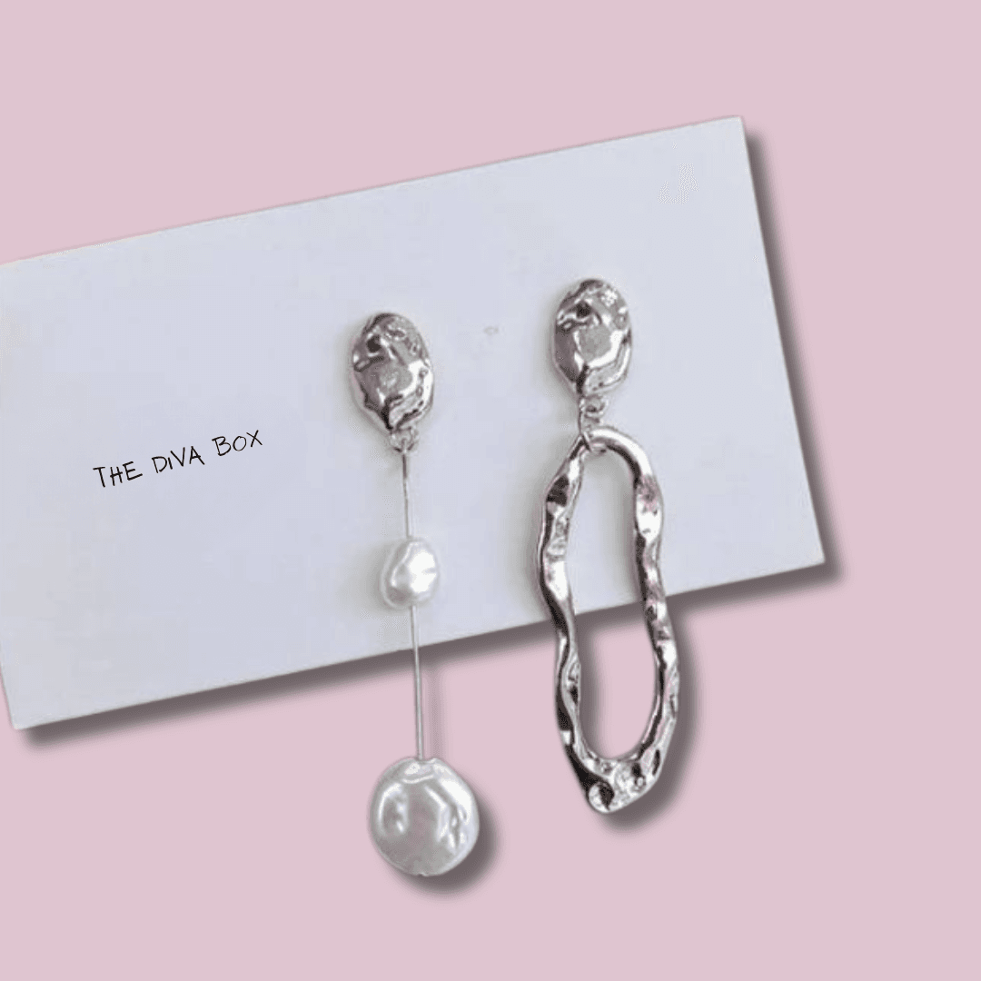 Asymmetrical Geometric Baroque Pearl Hollow Drop Earrings