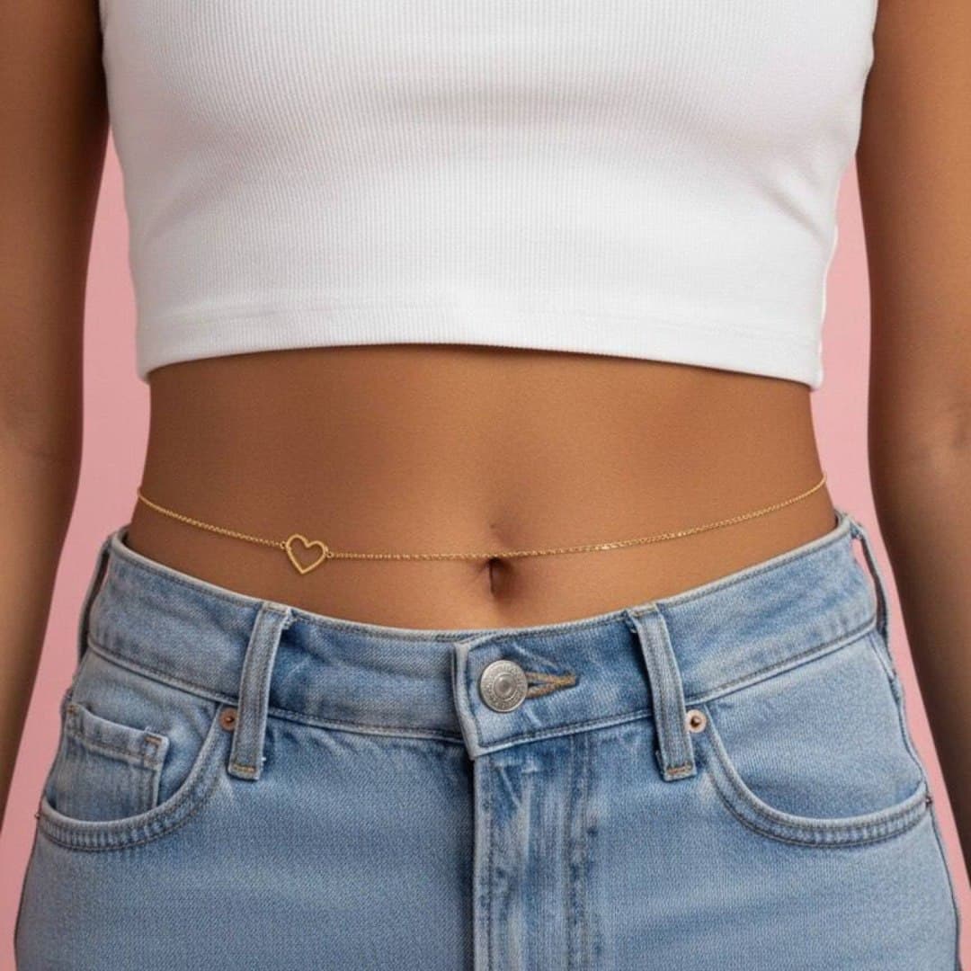 “Minimalist Heart” Gold Plated Waist Chain In Nepal