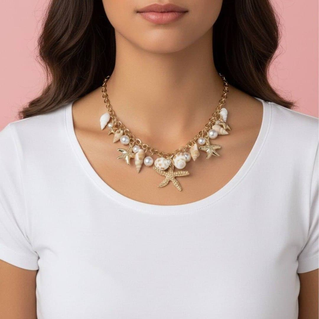 Women's Bohemian Conch & Starfish Choker Necklace In Nepal
